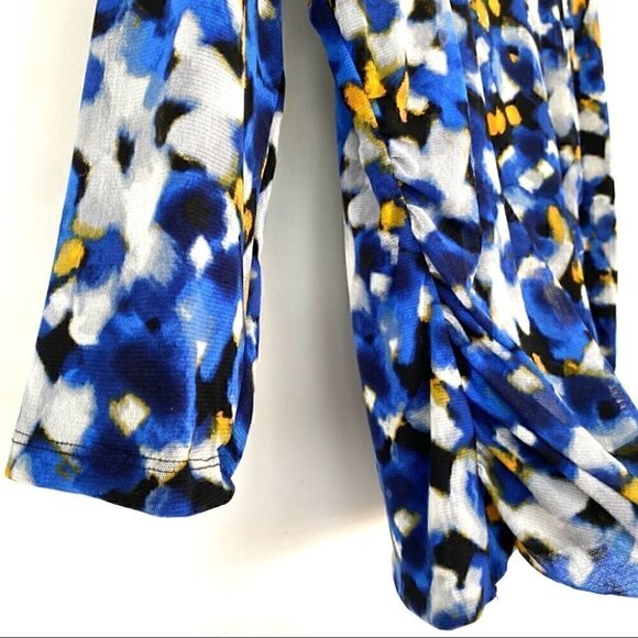 Alfani stretch ruched top with crew neck and  3/4 length sleeves, petite size - Picture 5 of 10